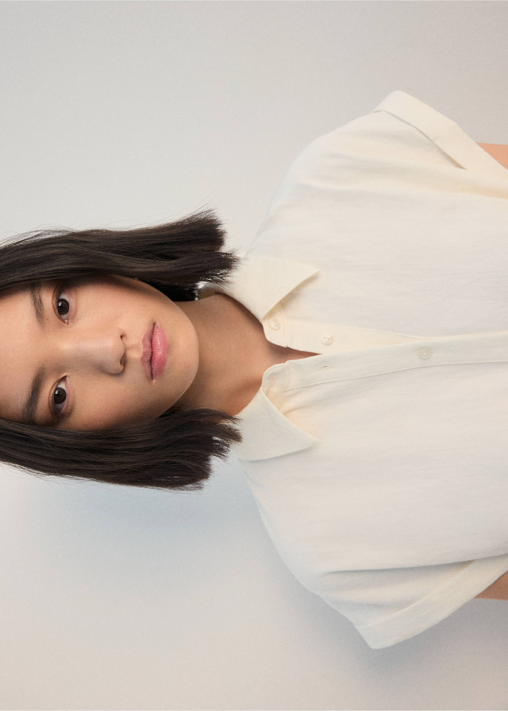 Knot detail shirt dress - Details of the article 1, Ecru. Ref: 27012545-00.