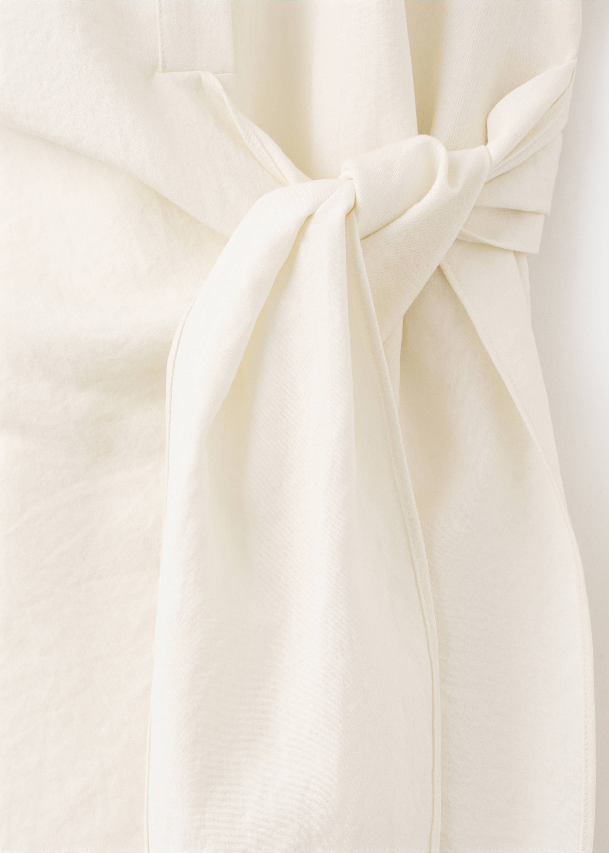 Knot detail shirt dress - Details of the article 8, Ecru. Ref: 27012545-00.