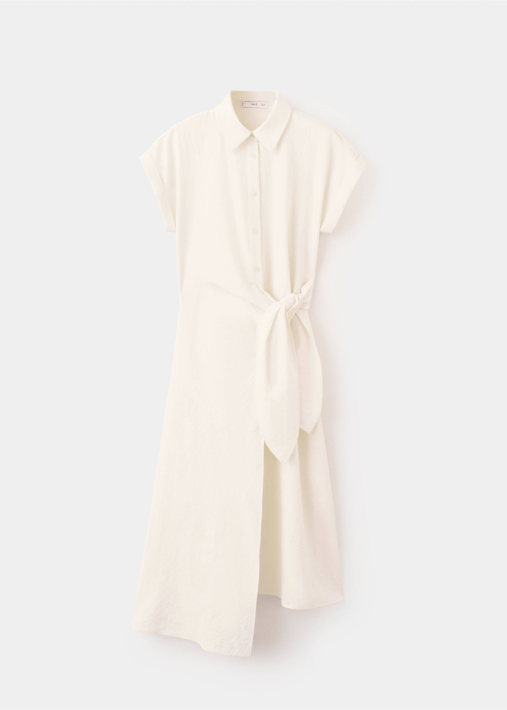 Knot detail shirt dress - Article without model, Ecru. Ref: 27012545-00.