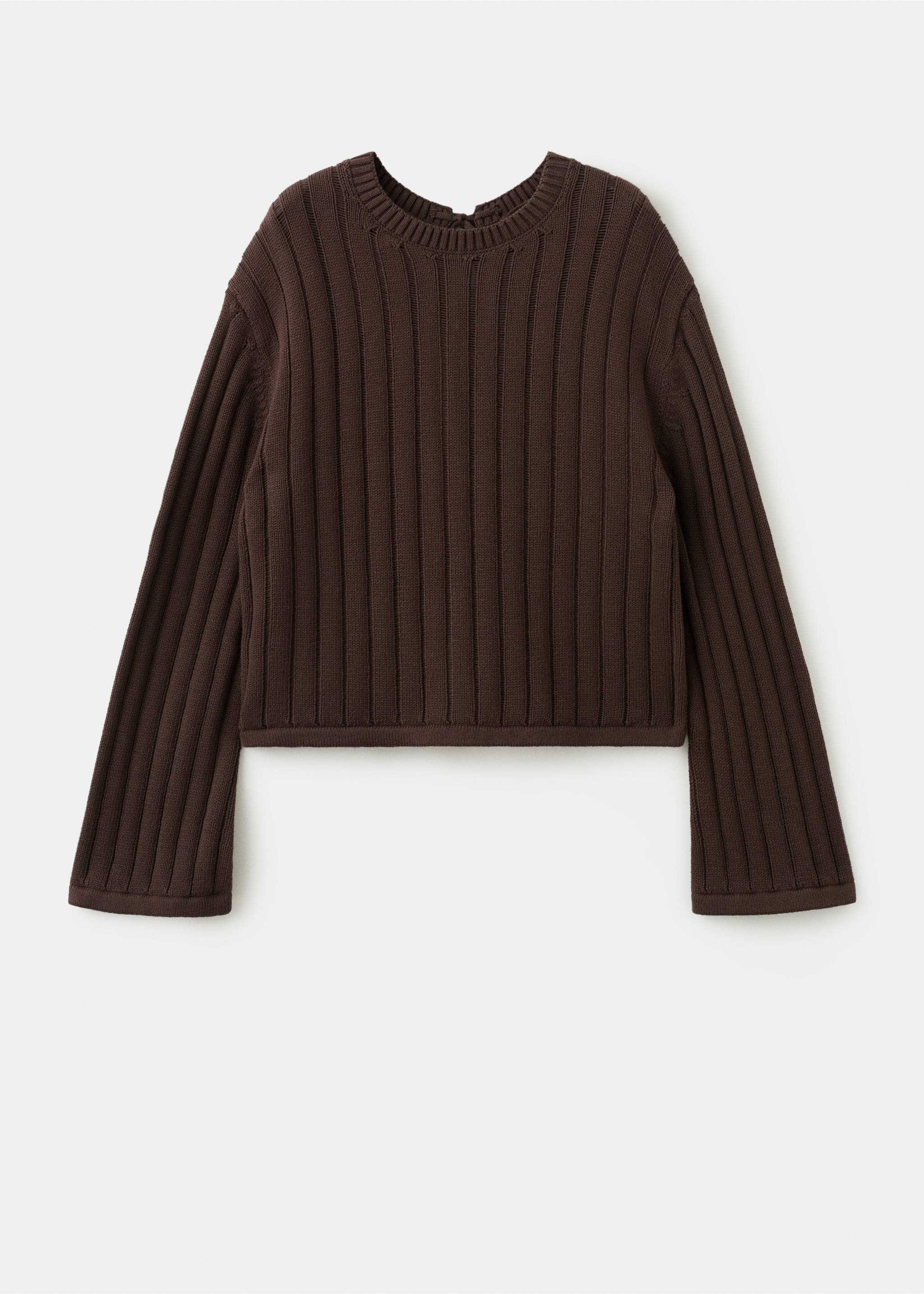 Knitted ribbed sweater - Article without model, Brown. Ref: 27012546-00.