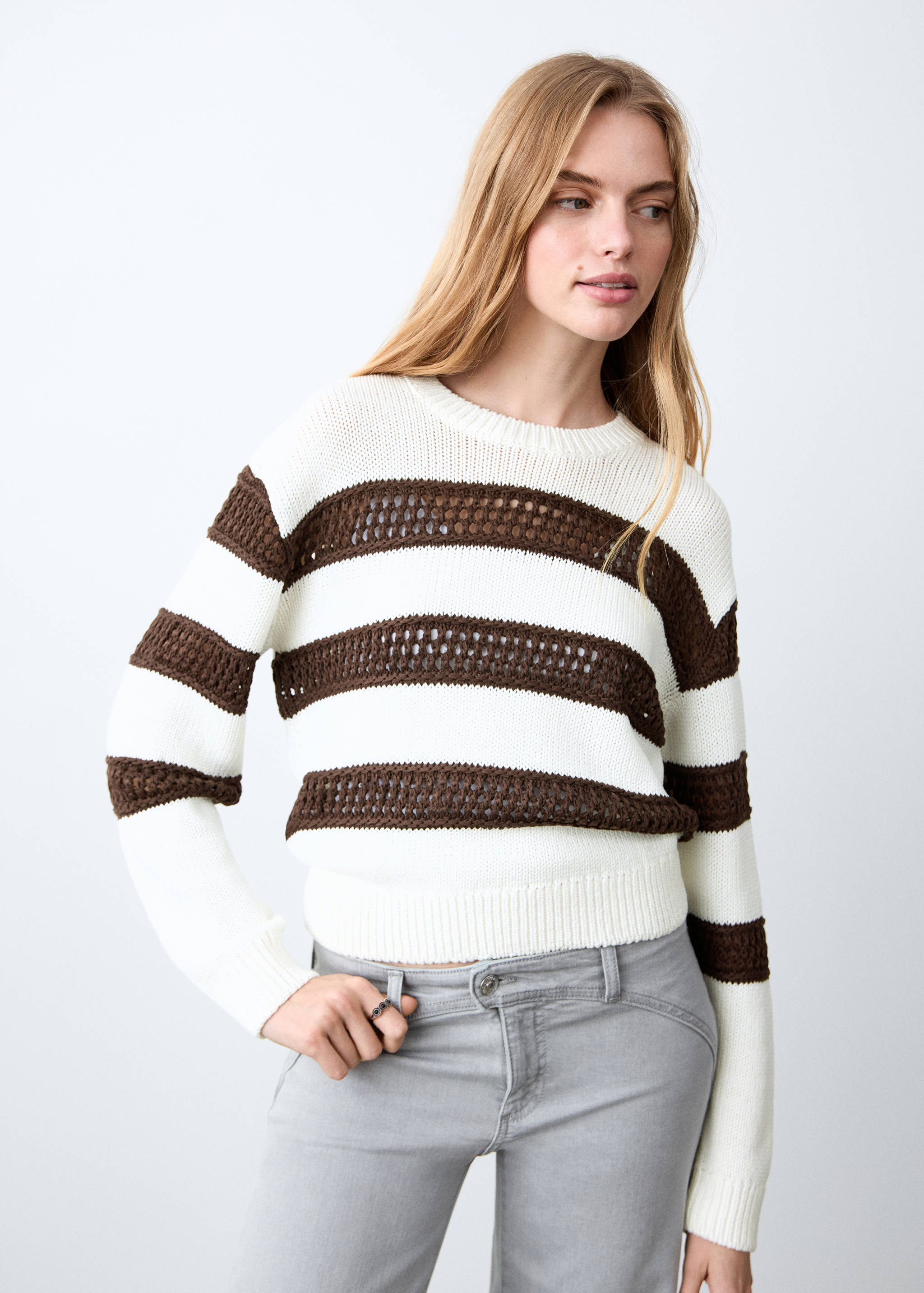 Knit sweater with lace pattern - Medium plane