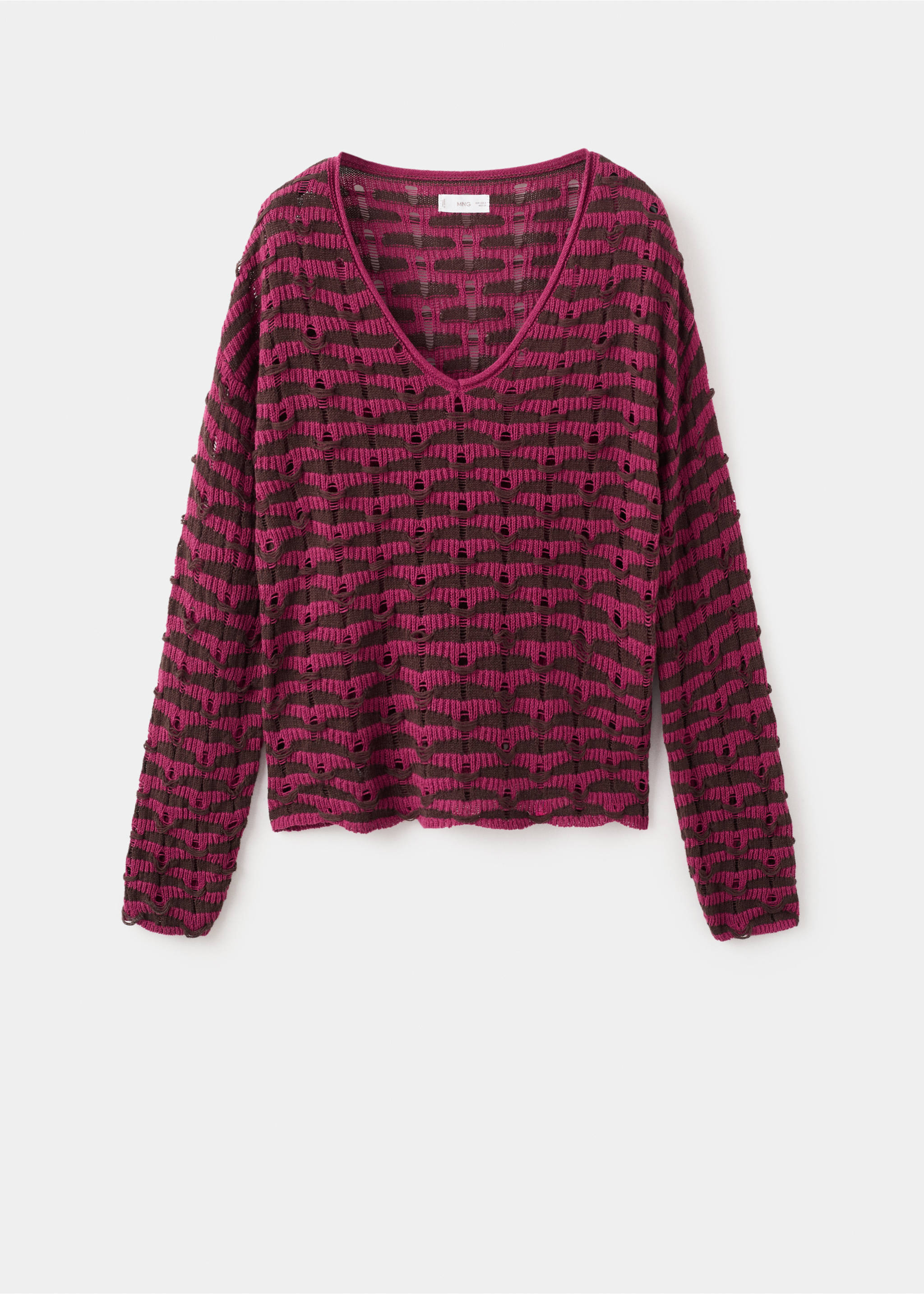 Openwork knit sweater - Article without model, Cherry. Ref: 27012548-00.