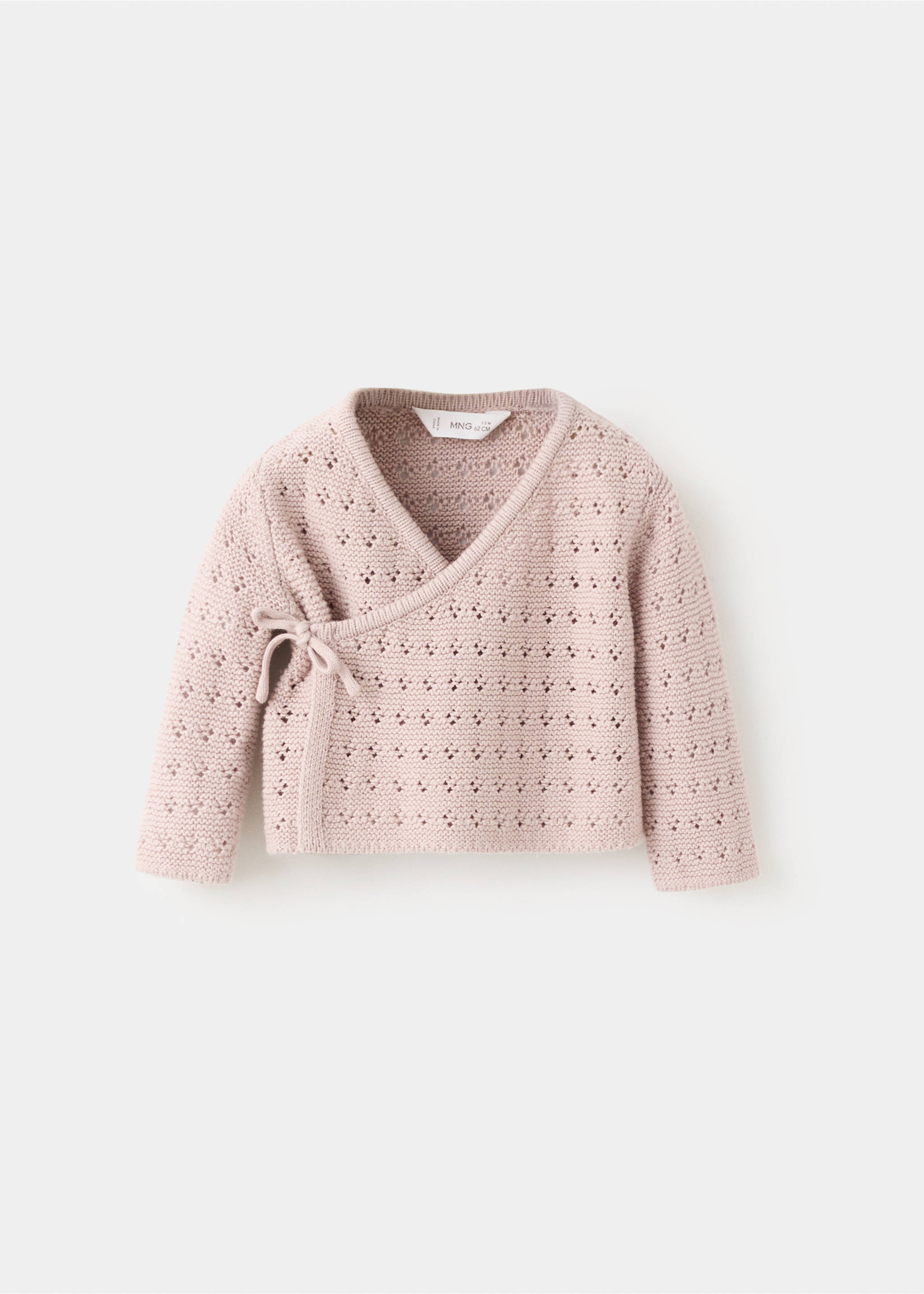Cross-over design cardigan - Article without model, Pale Pink. Ref: 27012550-00.