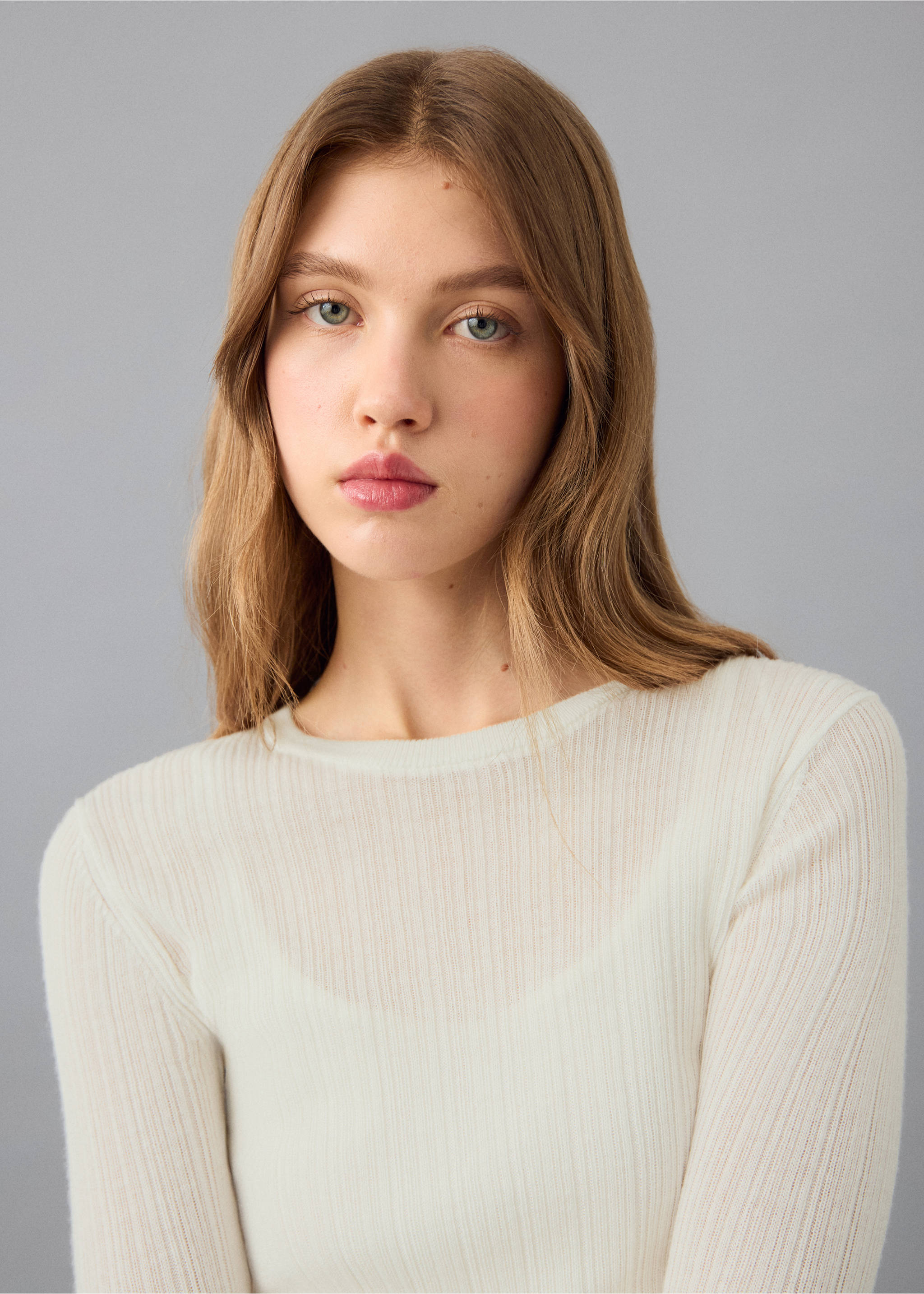 Fine-knit sweater - Details of the article 1, Off White. Ref: 27012552-00.