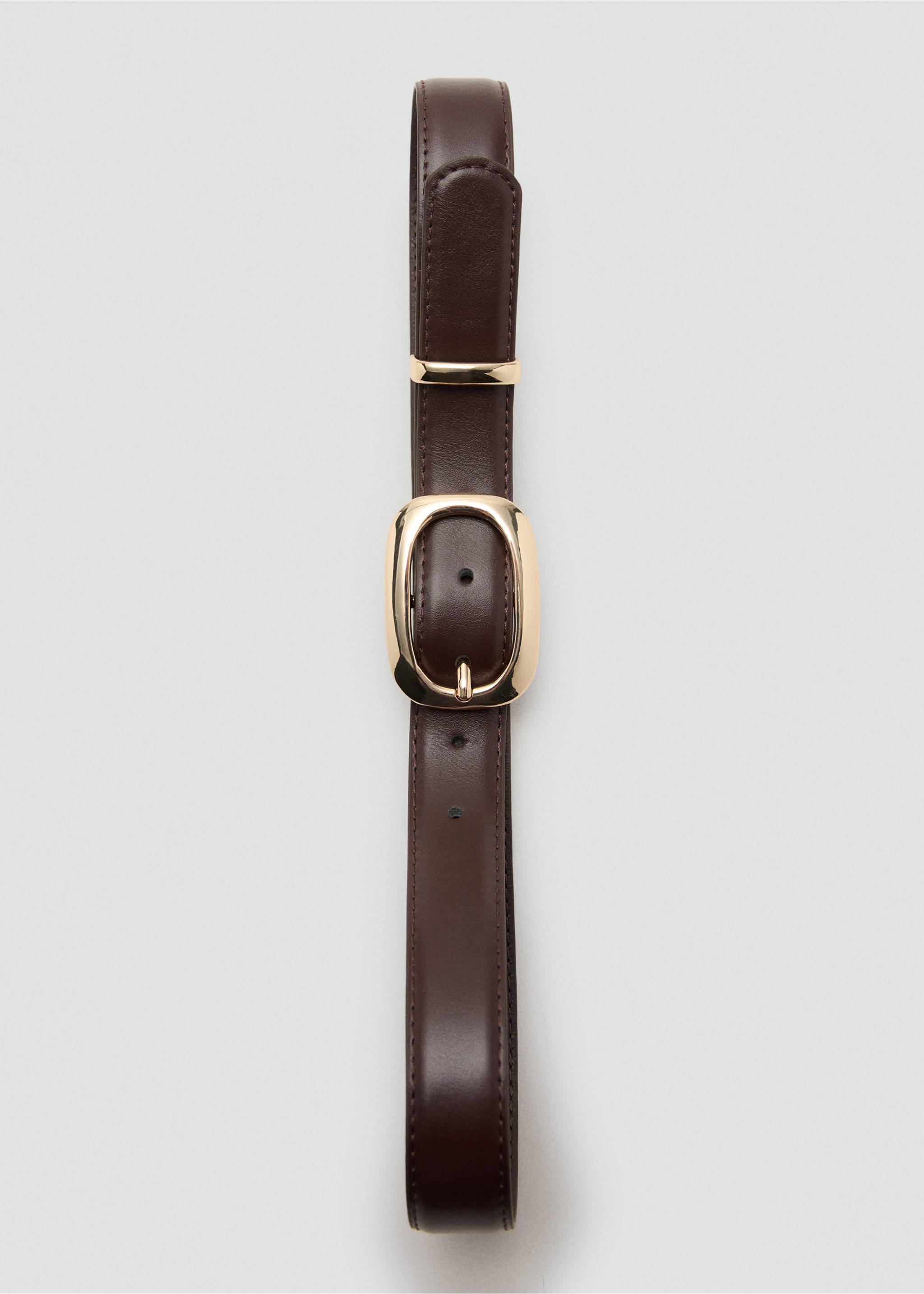 Square buckle belt - Details of the article 2, Chocolate. Ref: 27012896-00.