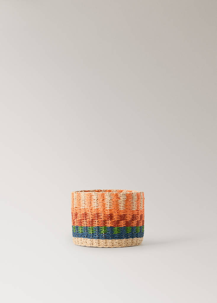 Small circular basket with colourful pattern — Orange