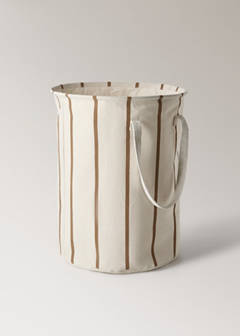 Textile basket with cylindrical striped design — White 2