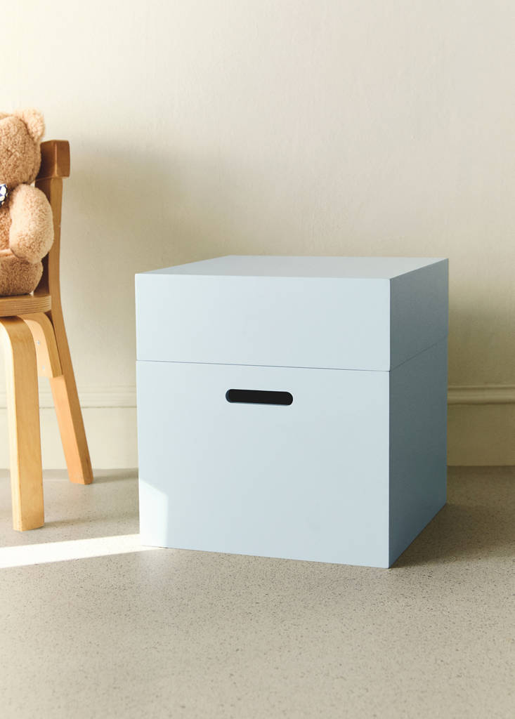 Rectangular slotted wooden box — Blue