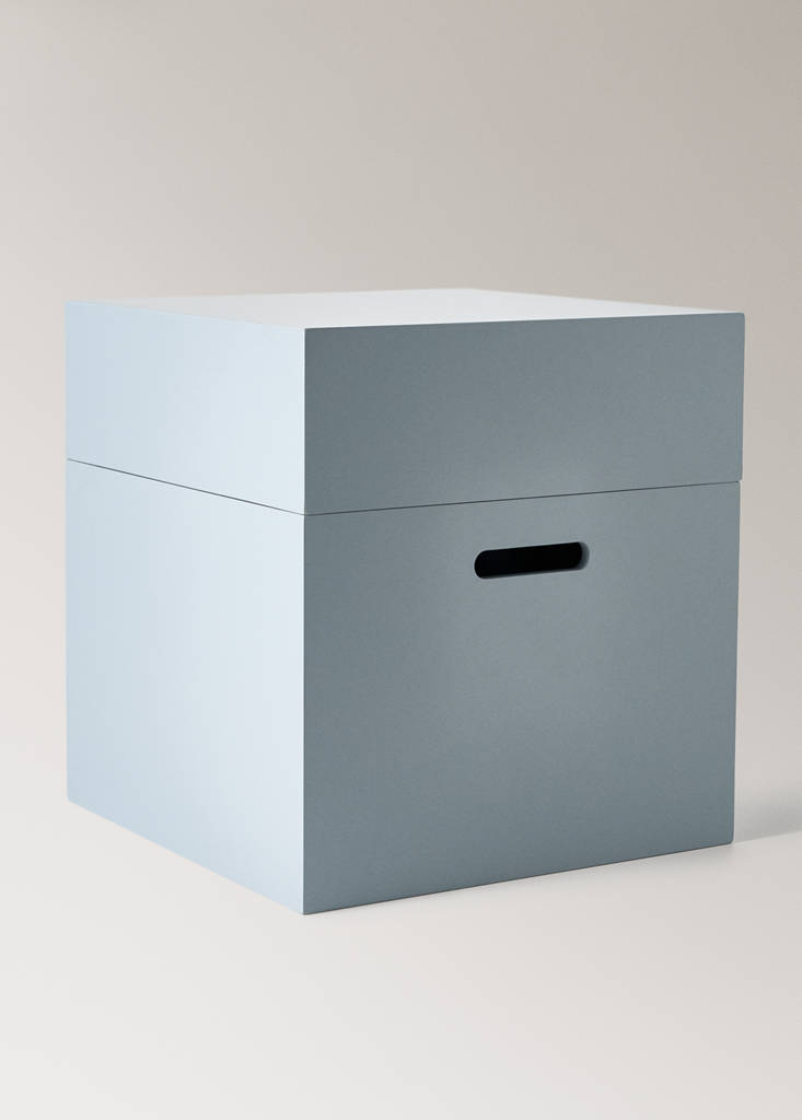 Rectangular slotted wooden box — Blue