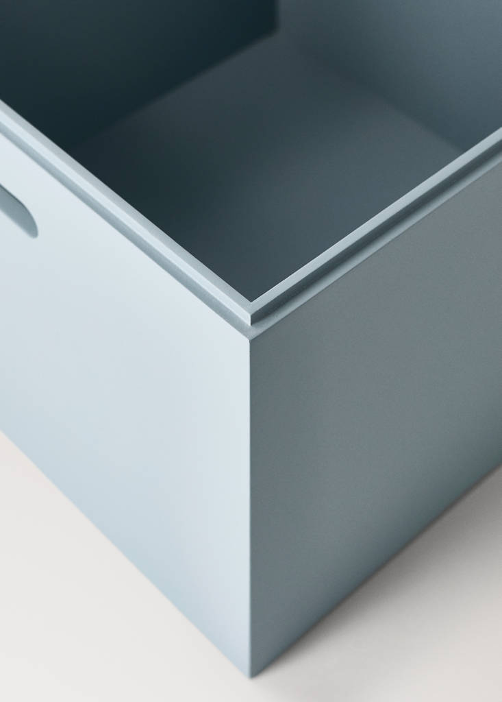 Rectangular slotted wooden box — Blue