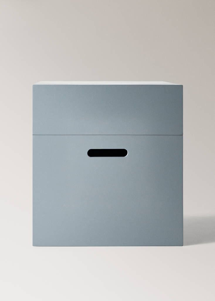Rectangular slotted wooden box — Blue