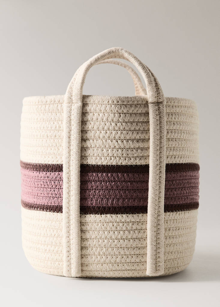 Large children's cotton basket with handles — Pastel Pink