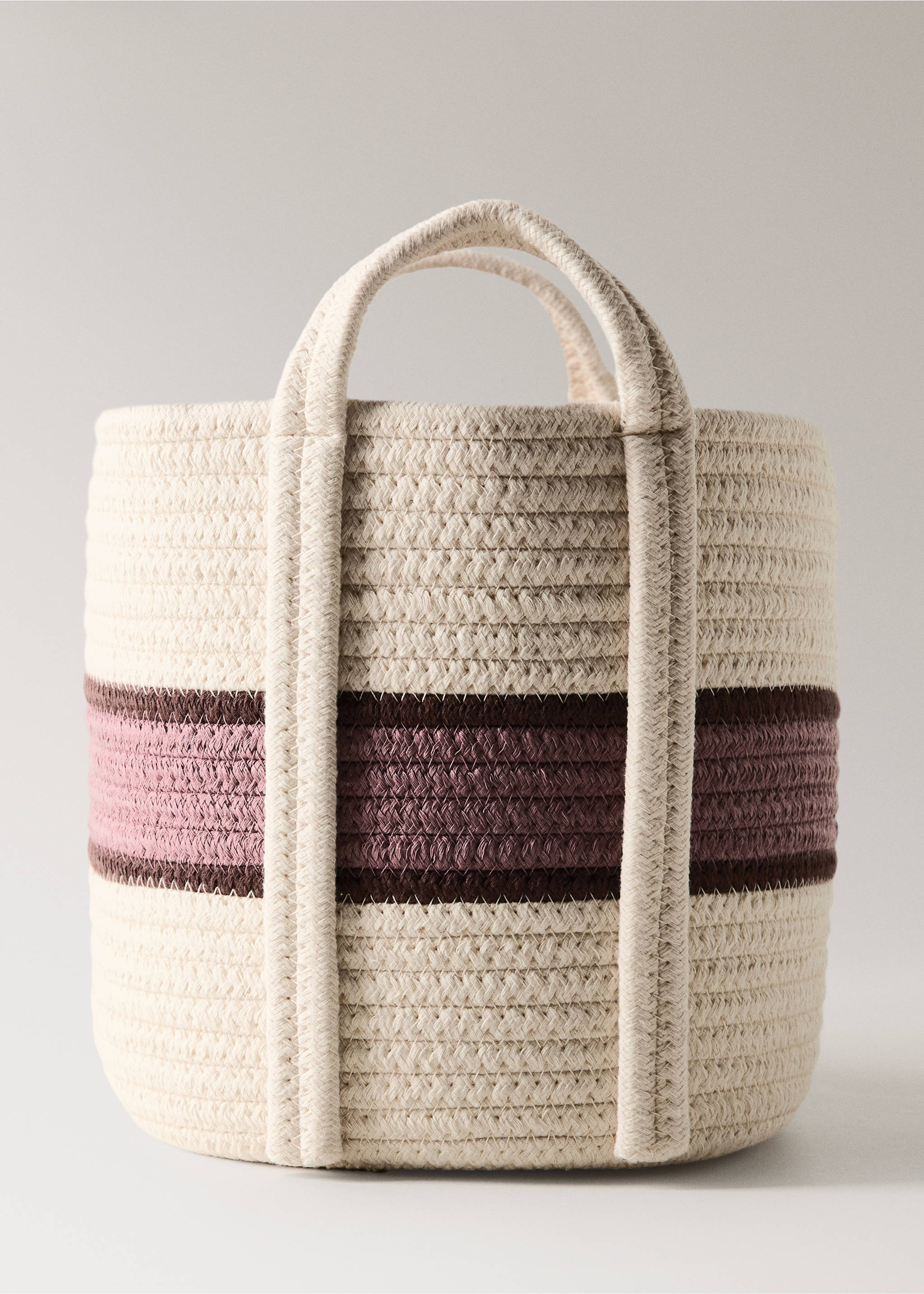 Large children's cotton basket with handles - Details of the article 1, Pastel Pink. Ref: 27012903-00.