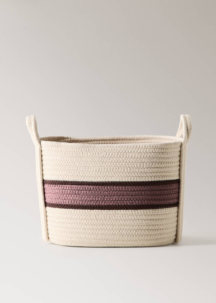 Large children's cotton basket with handles — Pastel Pink