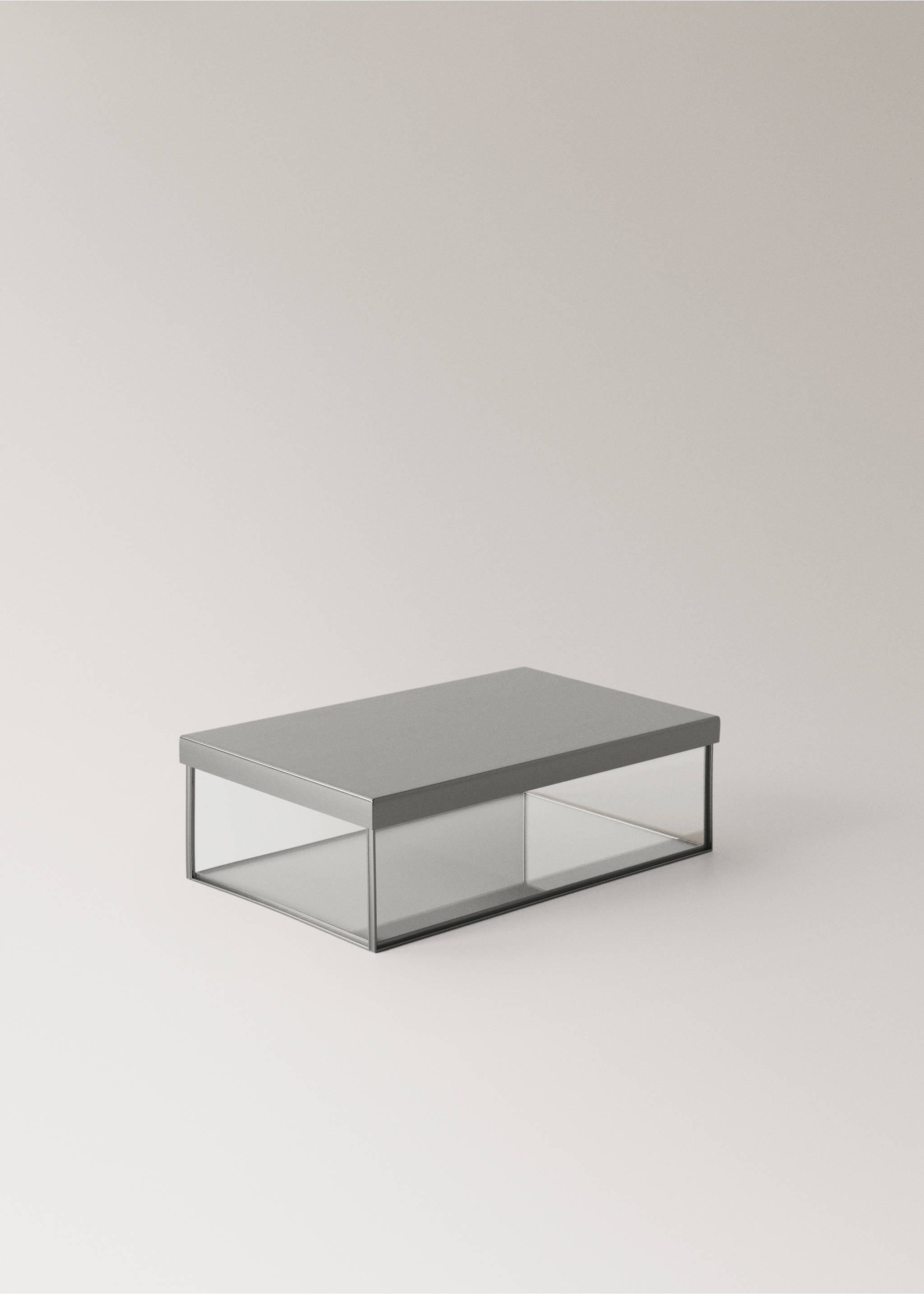 Medium glass box with metal contrast - Details of the article 1, Silver. Ref: 27012908-00.
