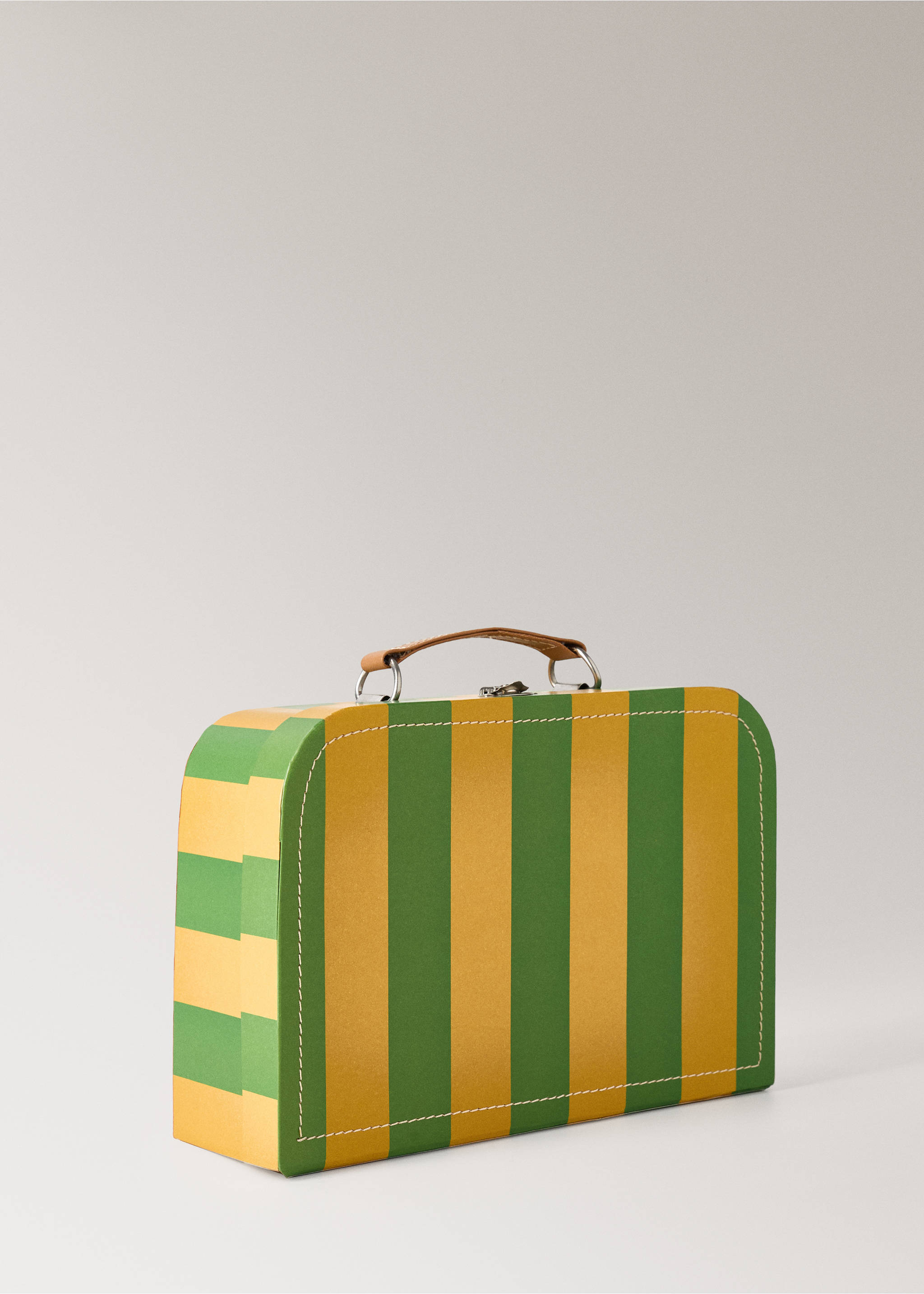 Small striped paper children's satchel - Details of the article 1, Dark Orange. Ref: 27012909-00.
