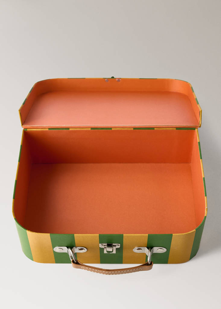 Small striped paper children's satchel — Dark Orange