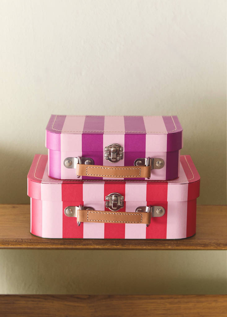 Small striped paper children's satchel — Lilac