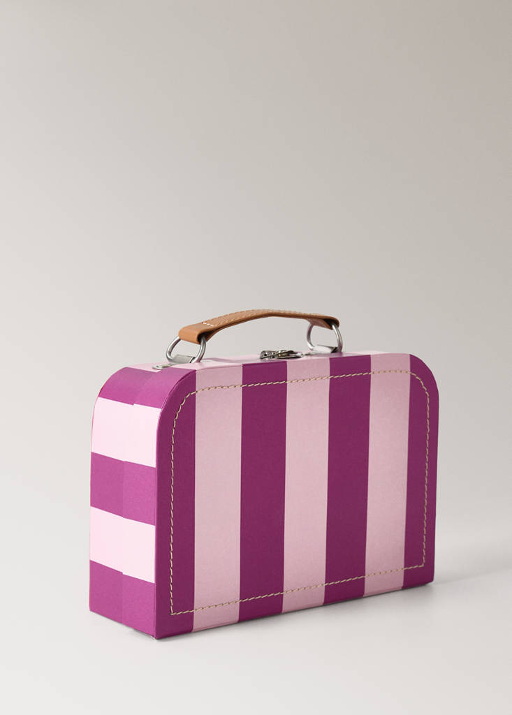 Small striped paper children's satchel — Lilac