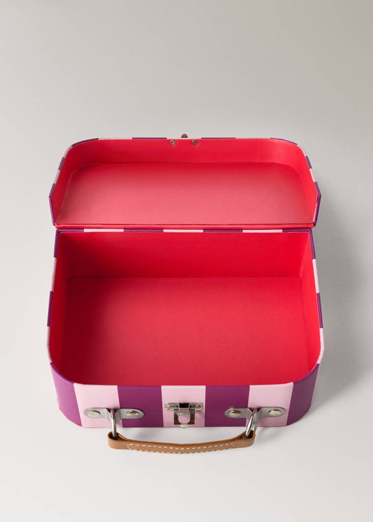 Small striped paper children's satchel — Lilac