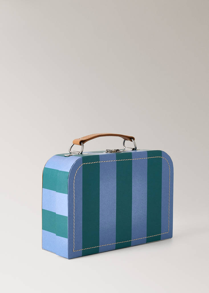 Small striped paper children's satchel — Blue