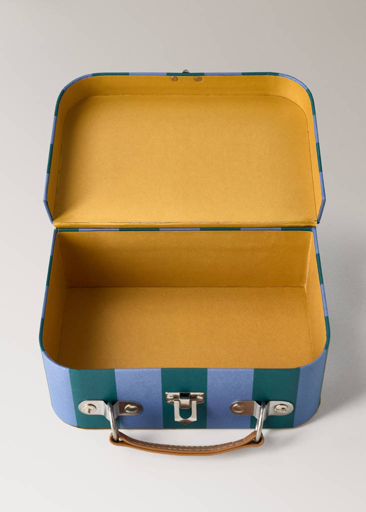 Small striped paper children's satchel — Blue