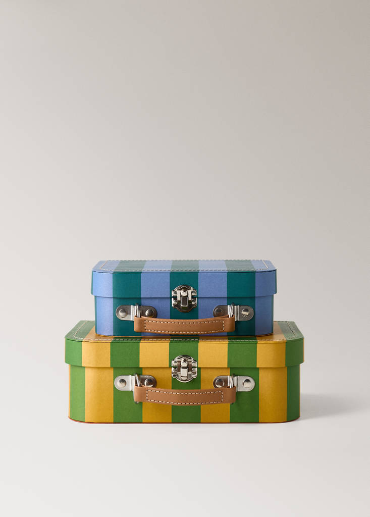 Small striped paper children's satchel — Blue