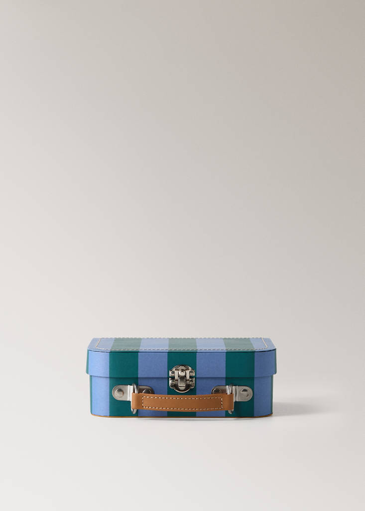 Small striped paper children's satchel — Blue