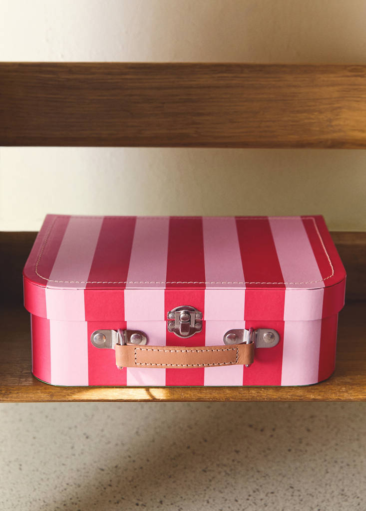 Small striped paper children's satchel — Pastel Pink