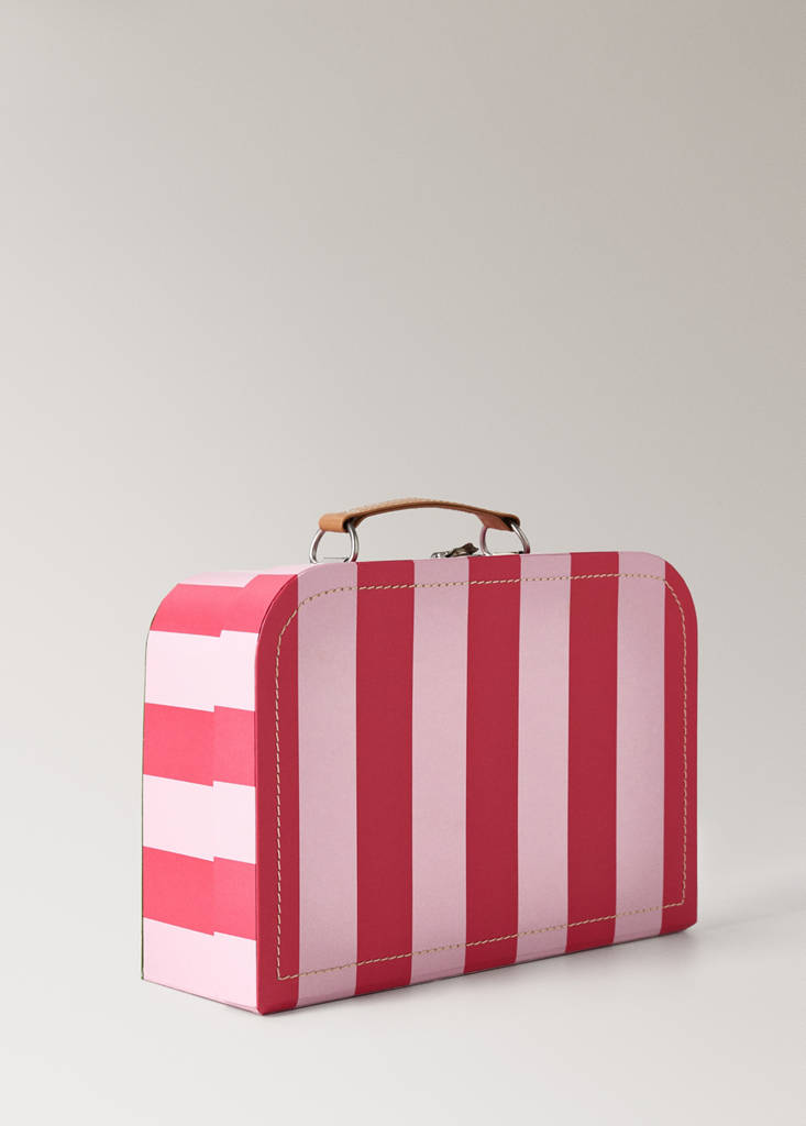Small striped paper children's satchel — Pastel Pink