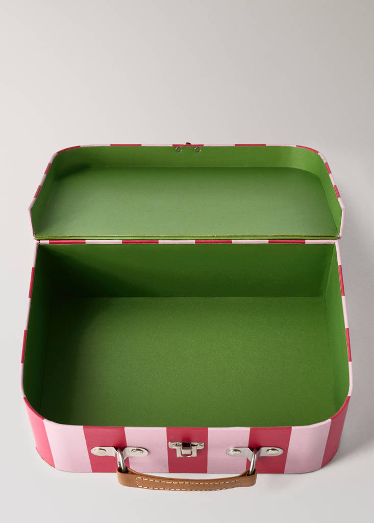 Small striped paper children's satchel — Pastel Pink