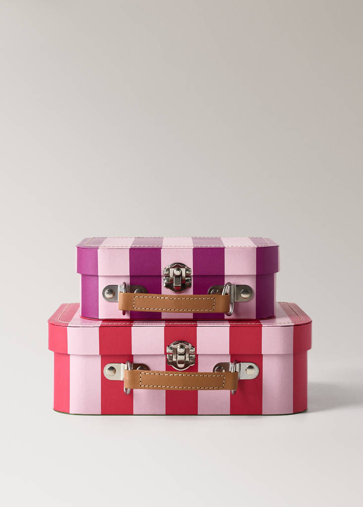 Small striped paper children's satchel — Pastel Pink