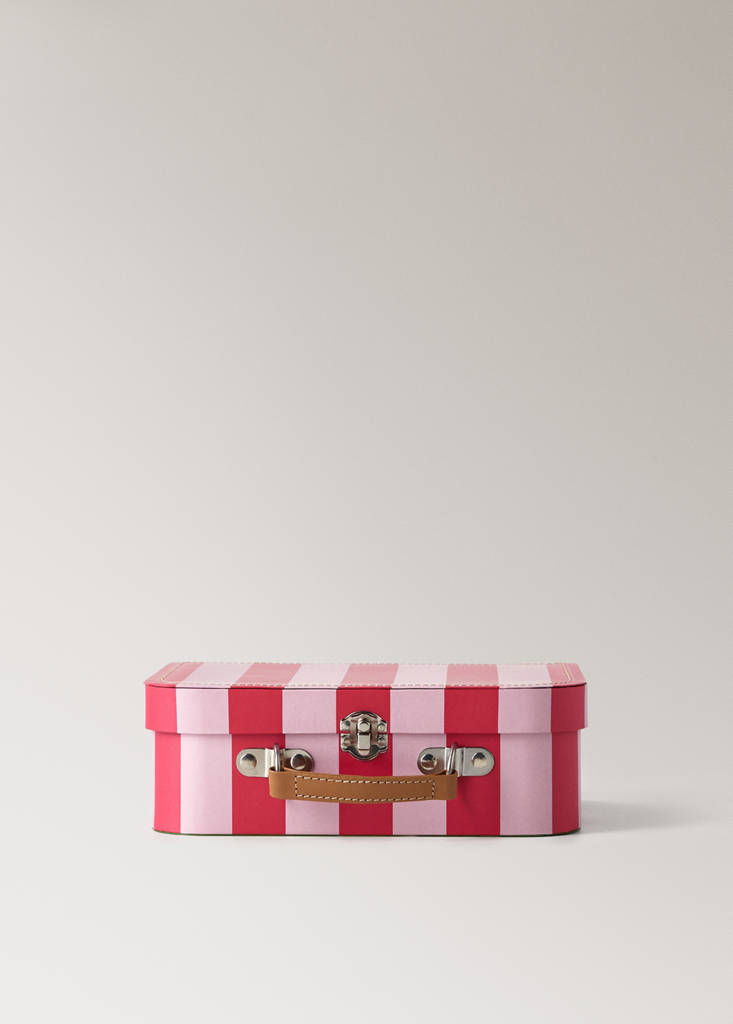 Small striped paper children's satchel — Pastel Pink