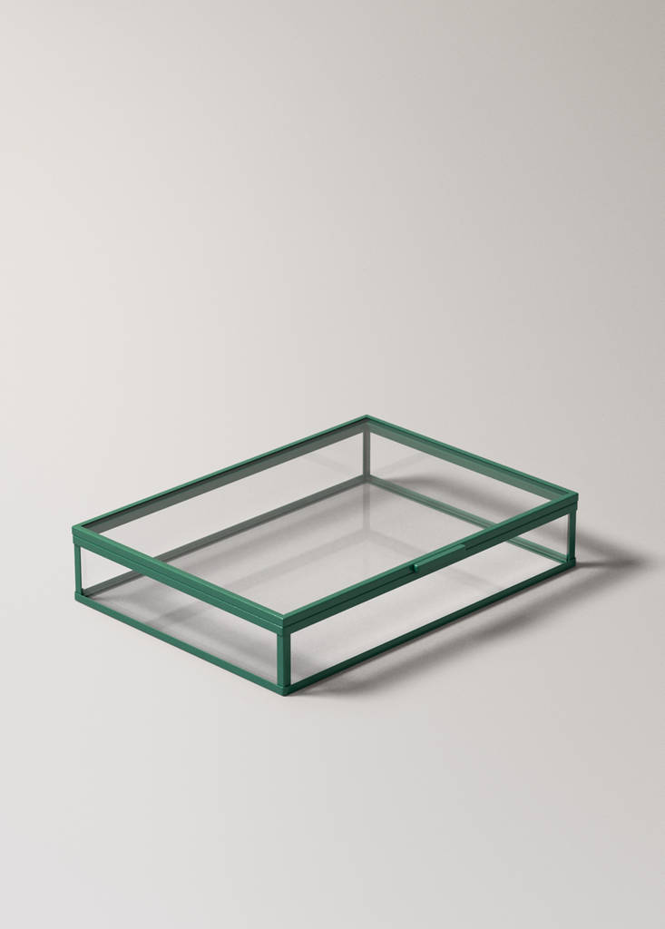 Small coloured crystal box — Emerald Green