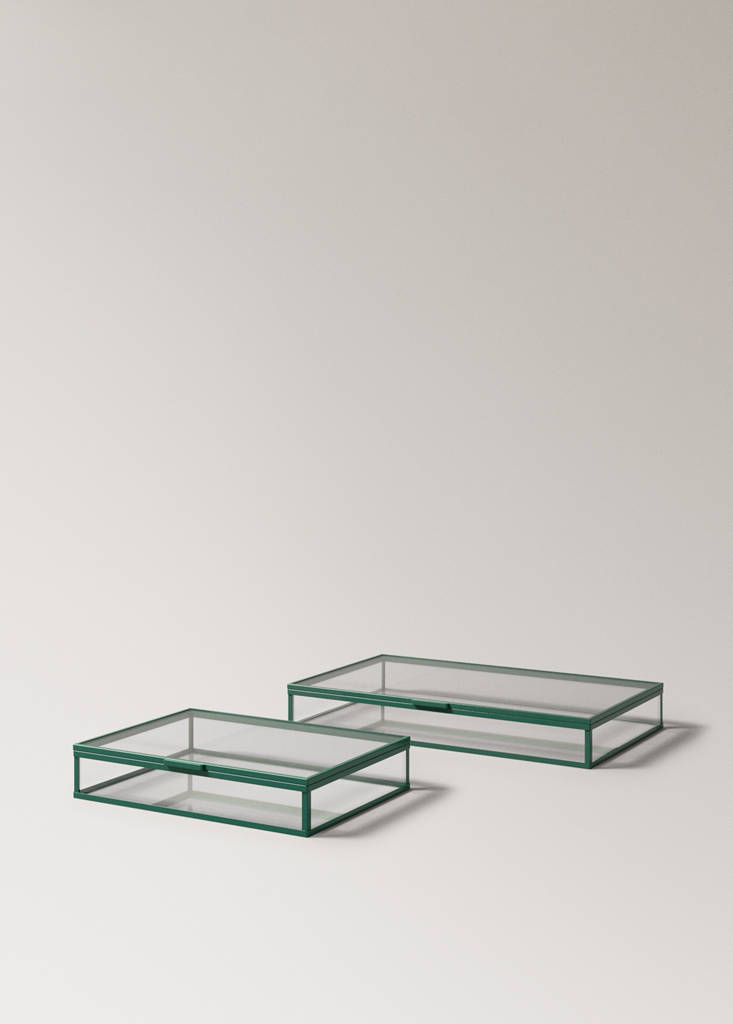 Small coloured crystal box — Emerald Green