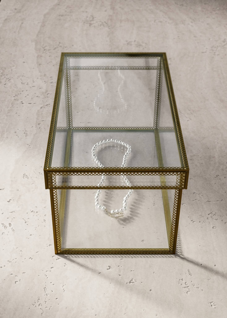Medium glass jewellery box — Gold