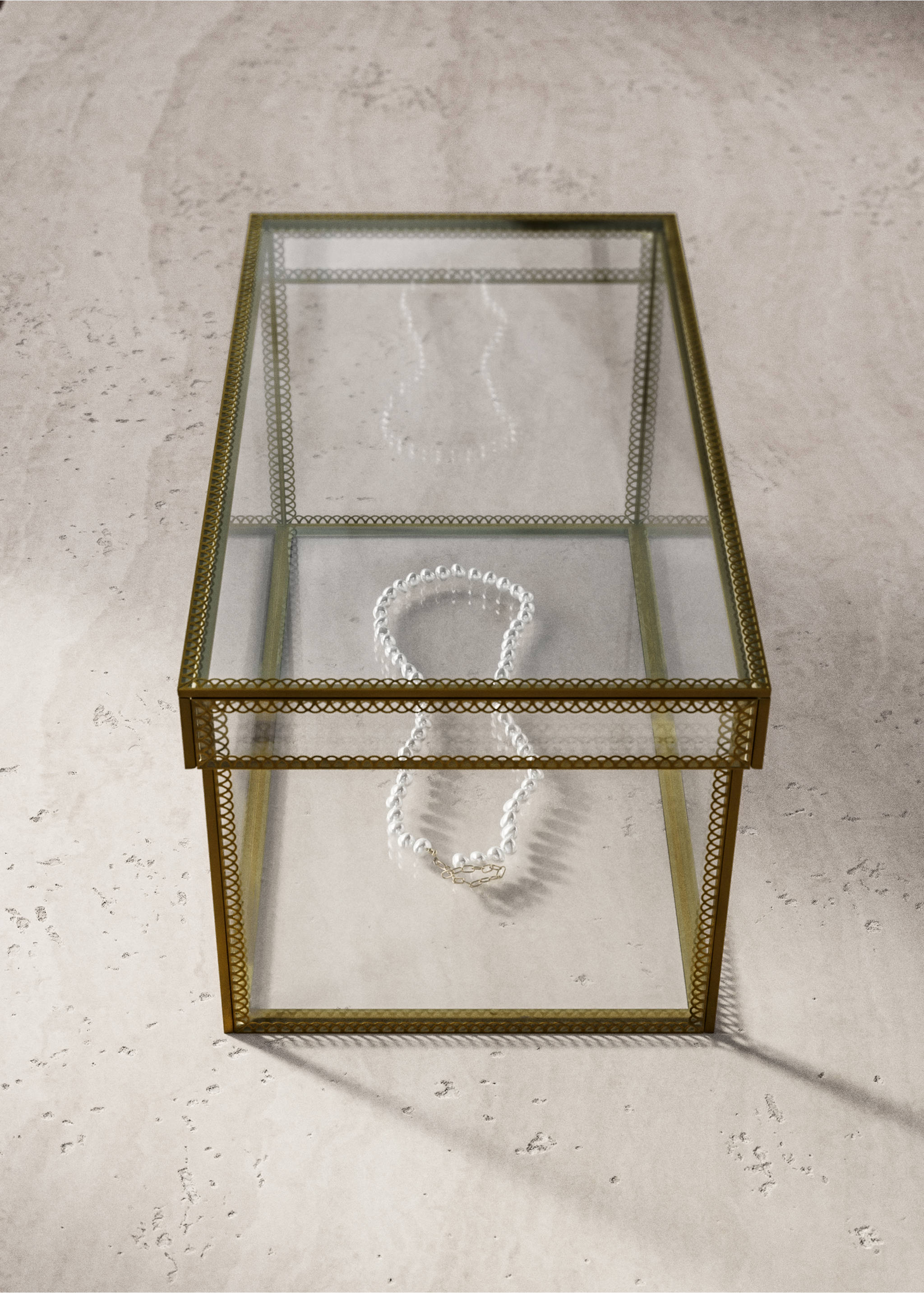 Medium metal-edged box - General plane, Gold. Ref: 27012912-00.