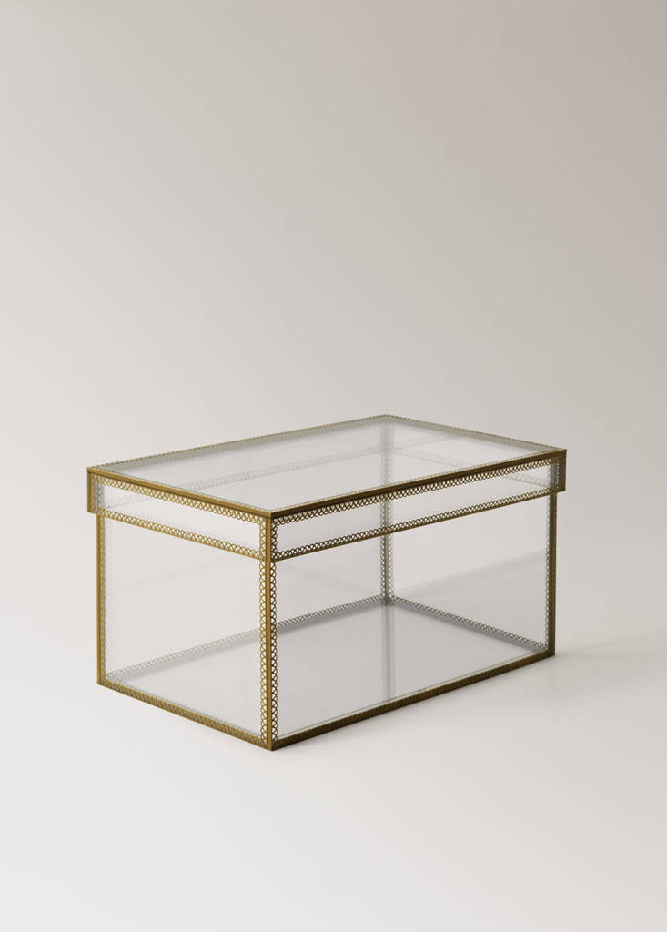 Medium glass jewellery box — Gold