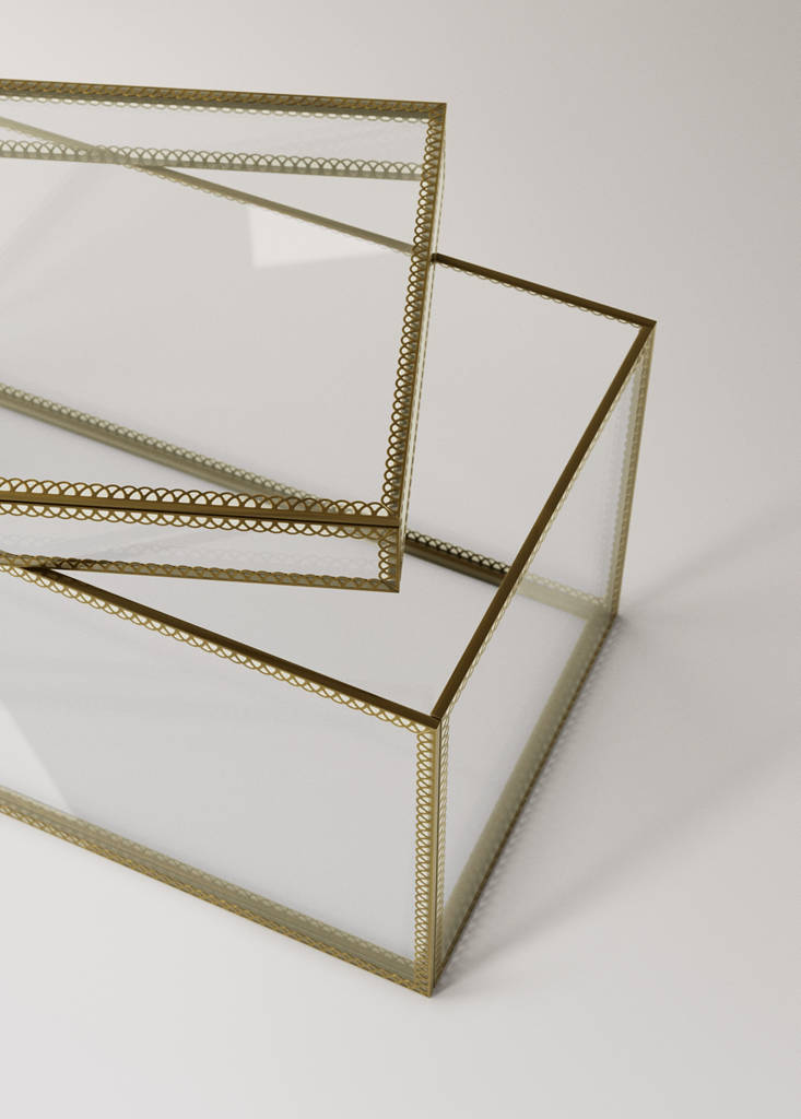 Medium glass jewellery box — Gold