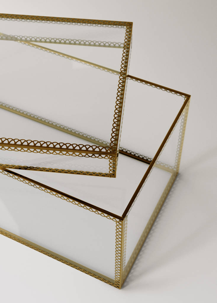Large glass jewellery box — Gold