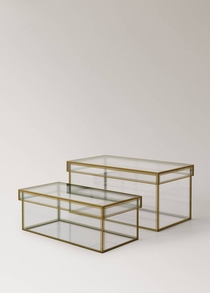 Large glass jewellery box — Gold