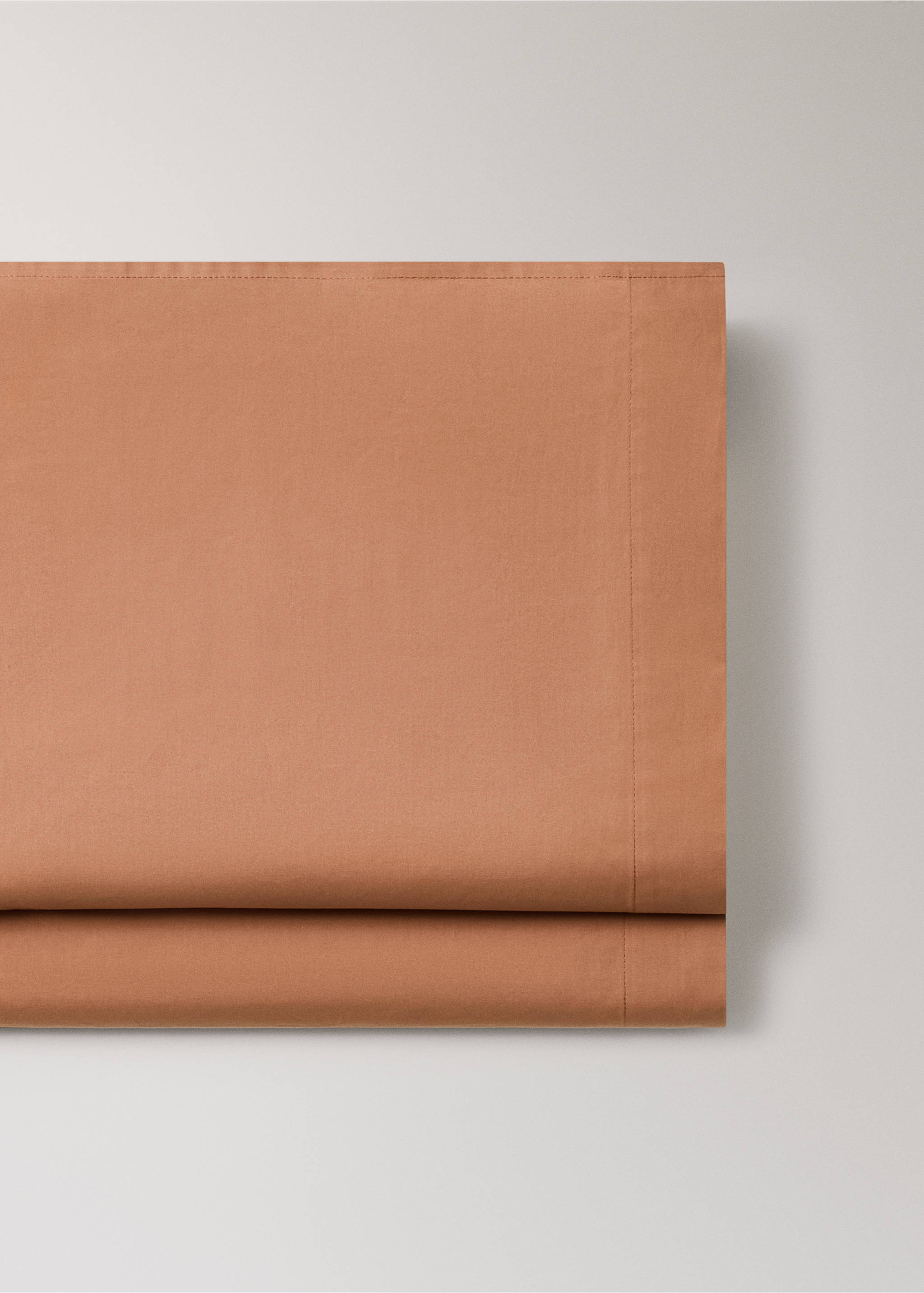 200-thread count percale cotton top sheet for 200 cm bed - Details of the article 2, Burnt Orange. Ref: 27012919-00.