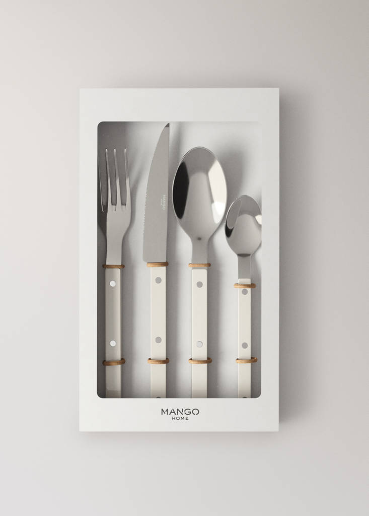 Stainless steel cutlery set with resin handles — White