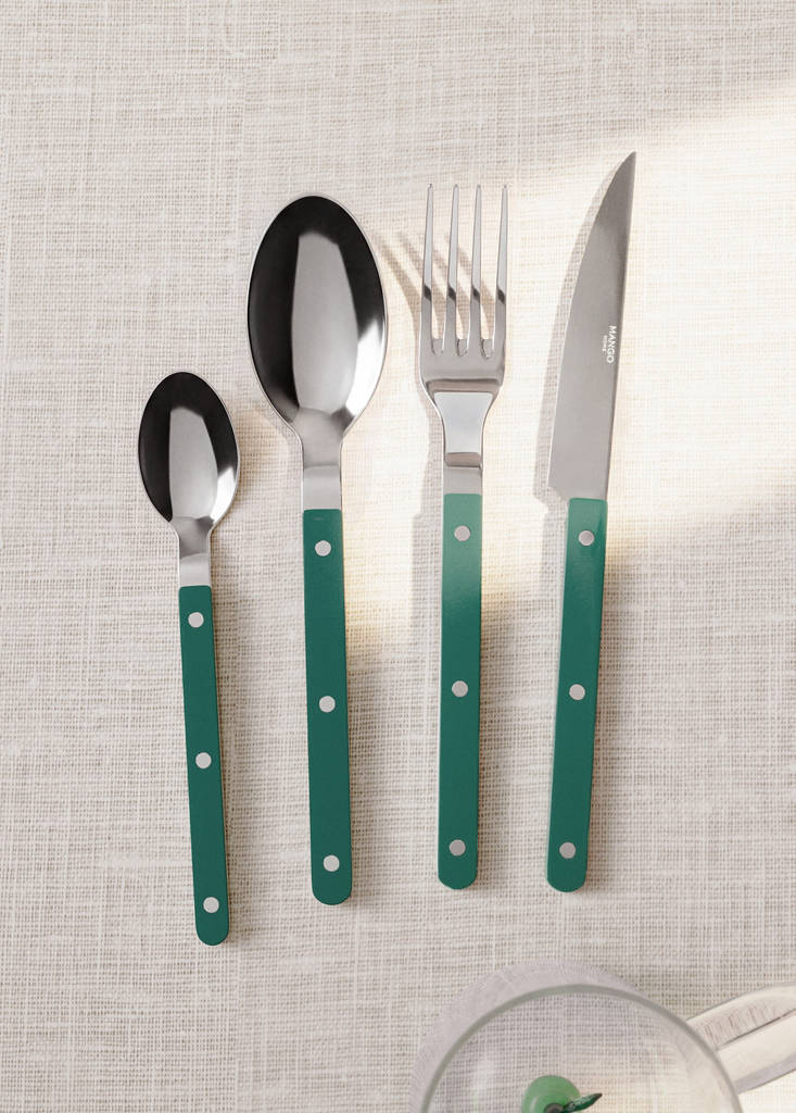 Stainless steel cutlery set with resin handles — Billiard Green