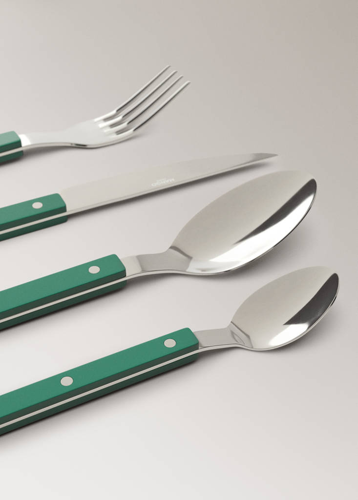 Stainless steel cutlery set with resin handles — Billiard Green