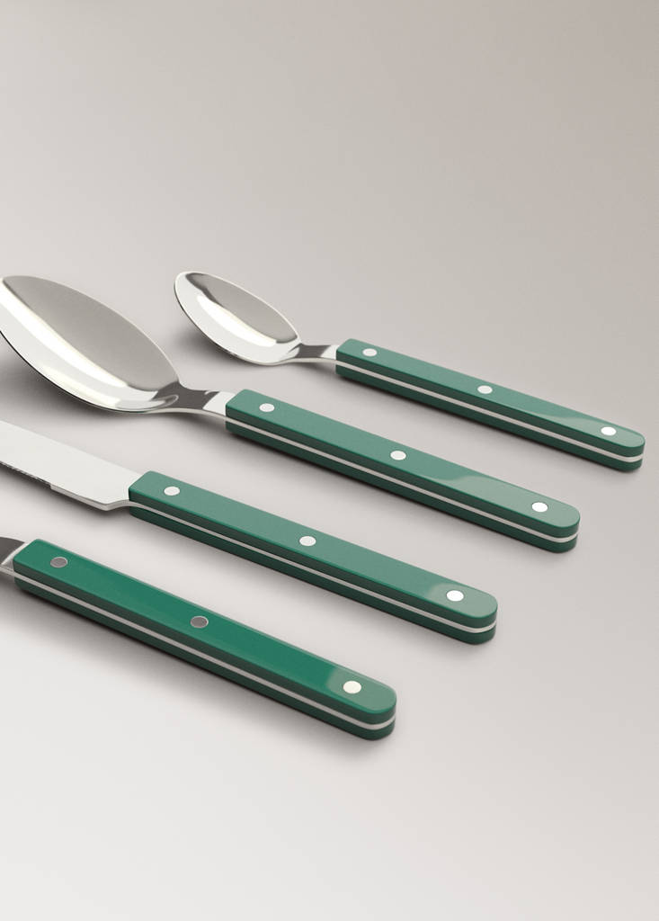 Stainless steel cutlery set with resin handles — Billiard Green