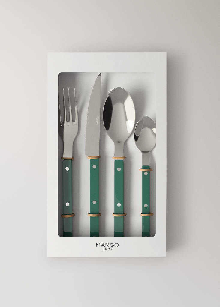 Stainless steel cutlery set with resin handles — Billiard Green