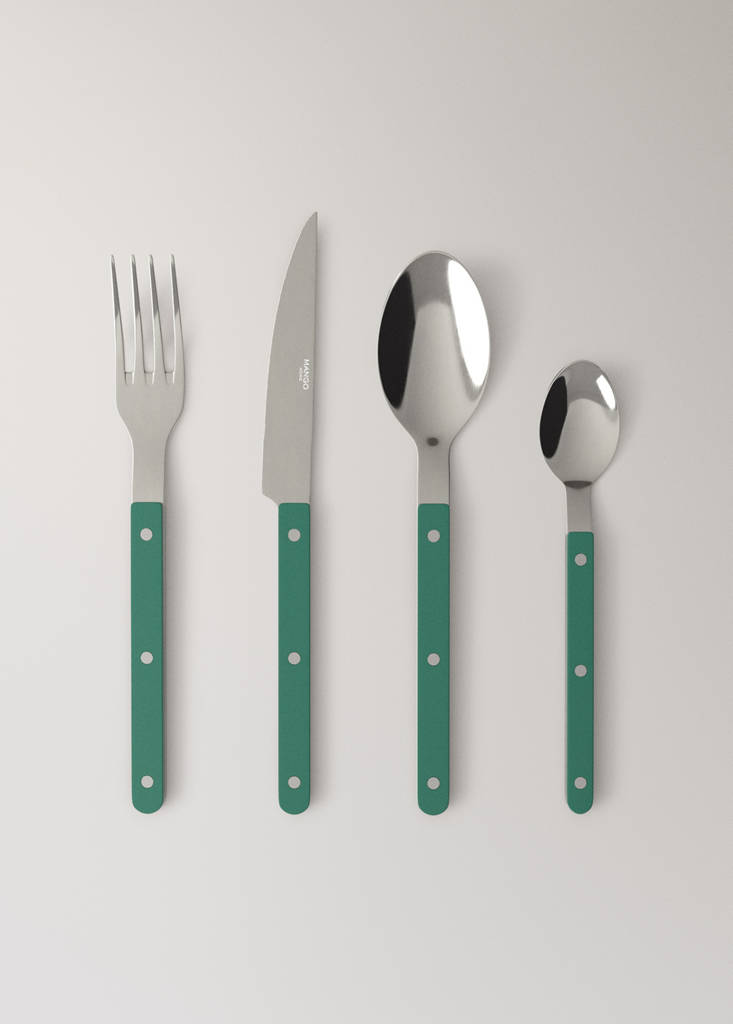 Stainless steel cutlery set with resin handles — Billiard Green