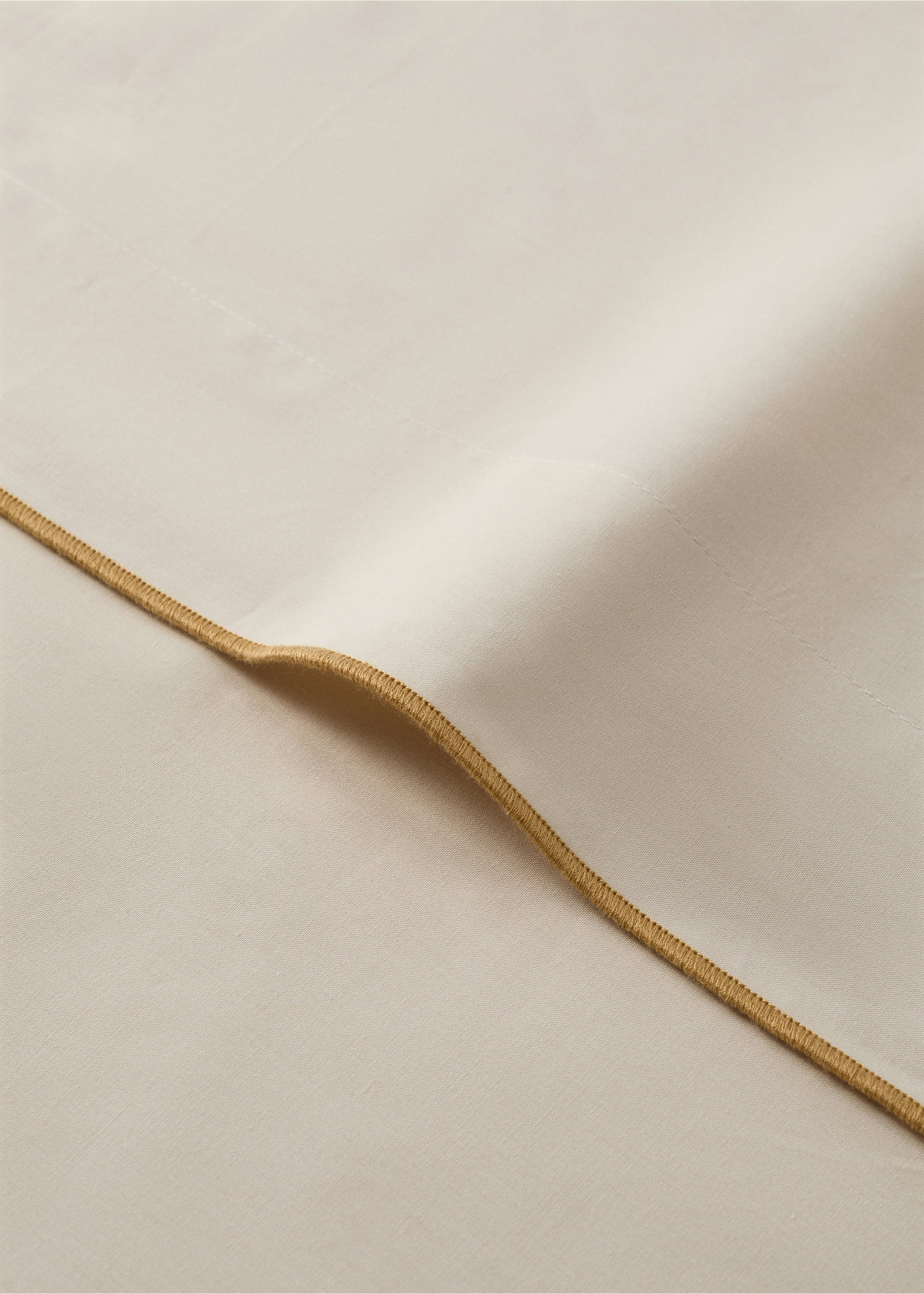 Reversible colour percale cotton top sheet for 180/200 cm bed - Details of the article 1, Mustard. Ref: 27012923-00.
