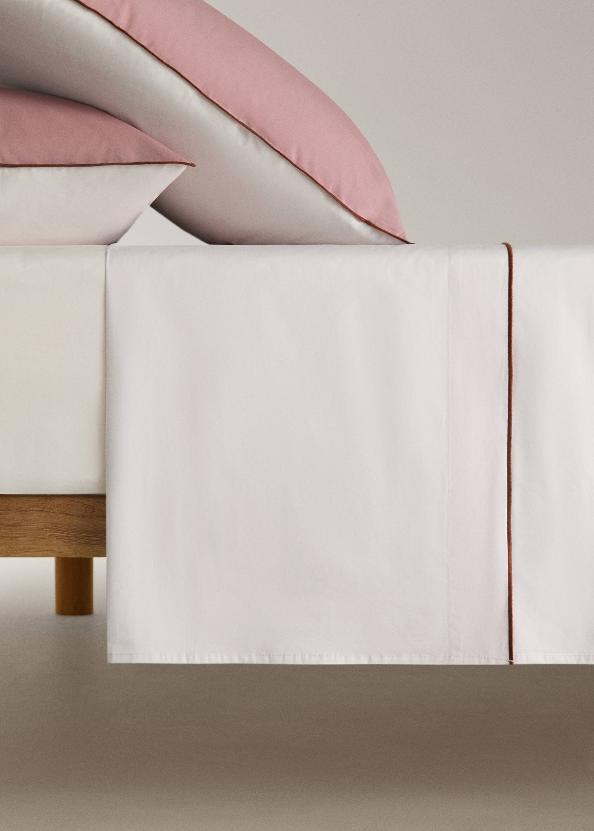 Reversible colour percale cotton top sheet Bed 200cm - Article without model